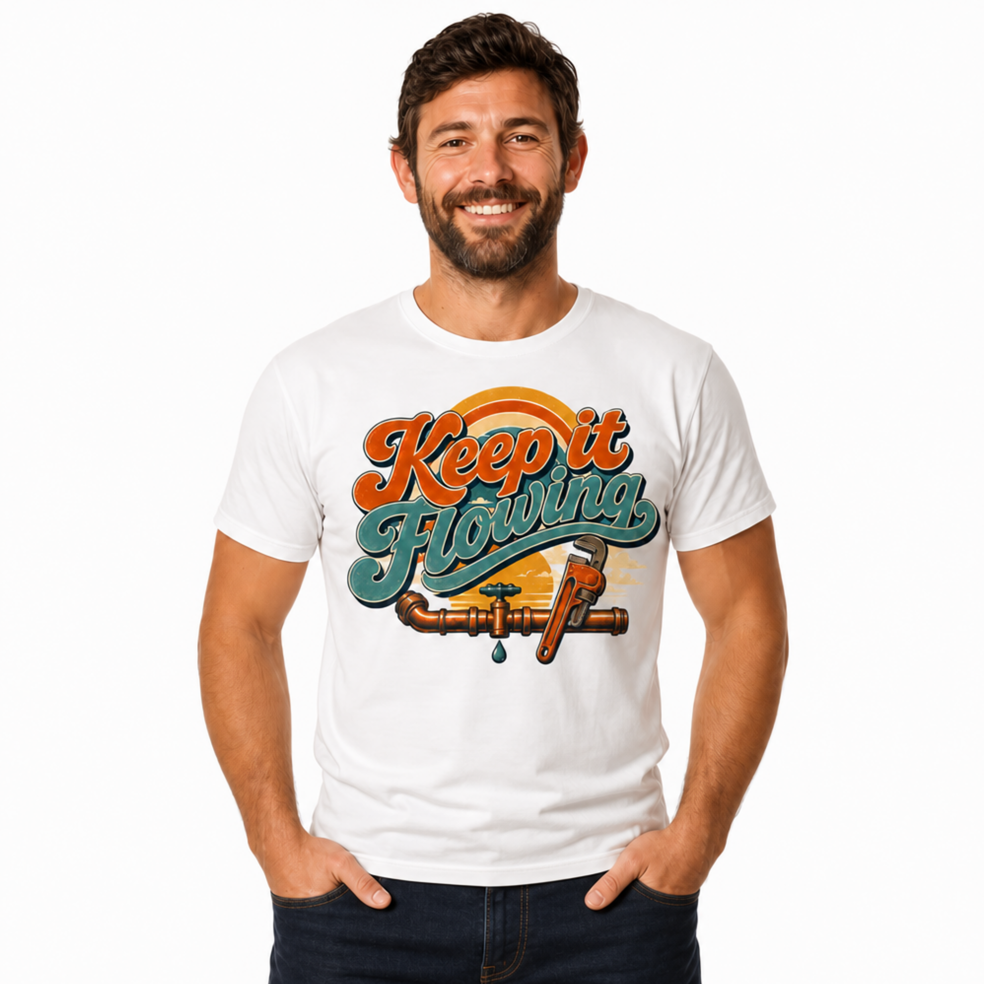 Keep It Flowing Plumber T-Shirt – Retro Plumbing Tee
