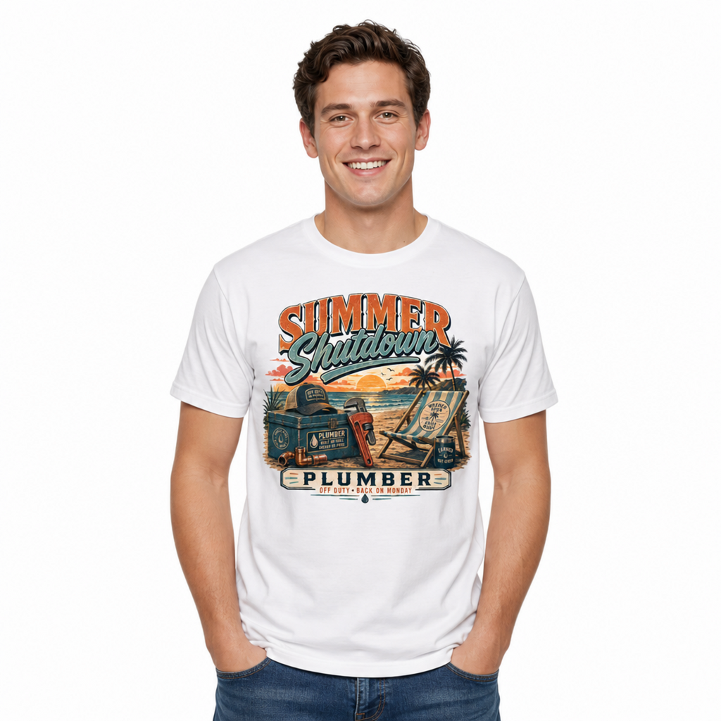 Summer Shutdown Plumber T-Shirt – Funny Off Duty Plumber Tee
