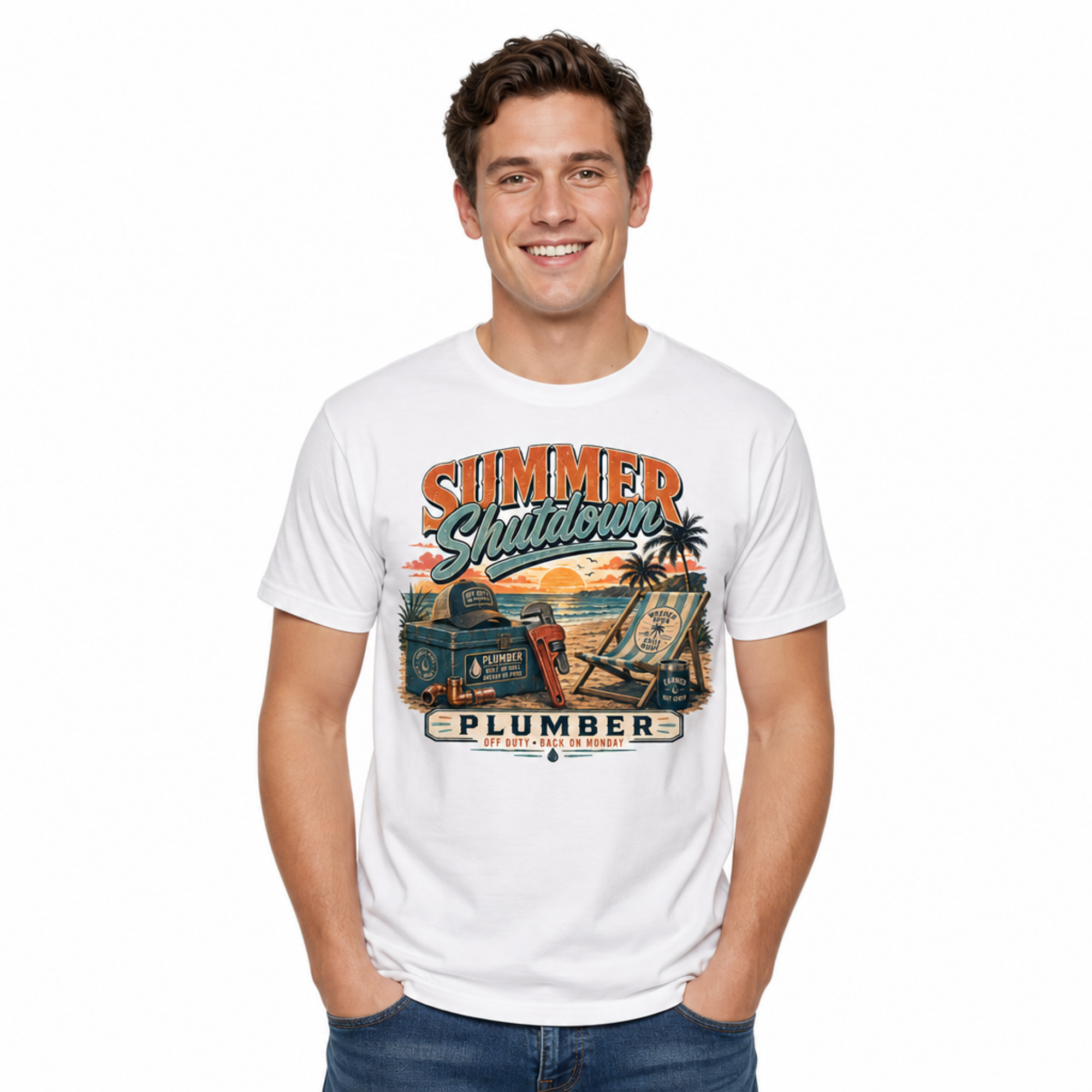 Summer Shutdown Plumber T-Shirt – Funny Off Duty Plumber Tee